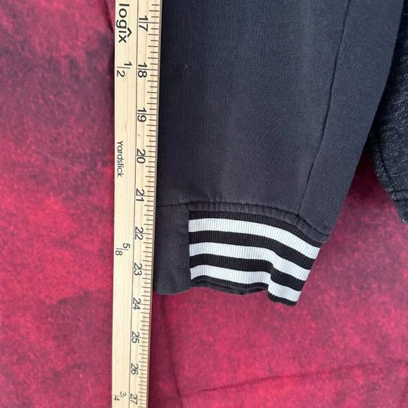 ADIDAS MEN'S GRAY & DARK GRAY HOODIE THREE -STRIPES ON THE CUFFS, L (LARGE) - Picture 10 of 13